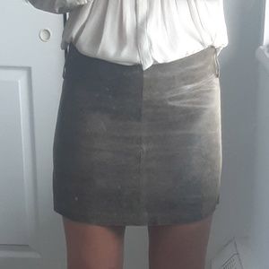 Distressed Genuine leather mini skirt- AnneX